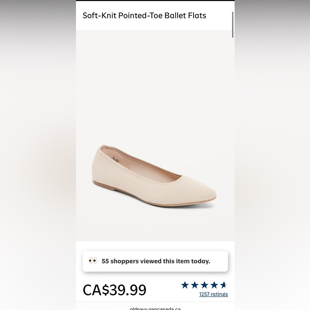 Old Navy Mesh Flats Soft-Knit Pointed Toe Ballet NWT - Picture 11 of 11